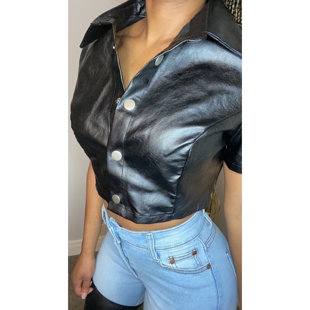 Cropped Leather Top Size Medium